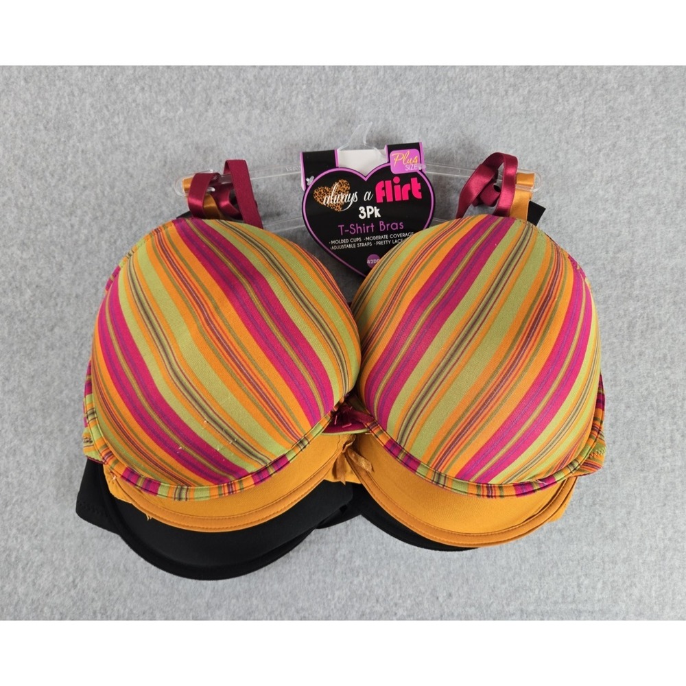 Always A Flirt Bra Size 42DD Underwired Lined Adjustable Straps Set of 3 NWT